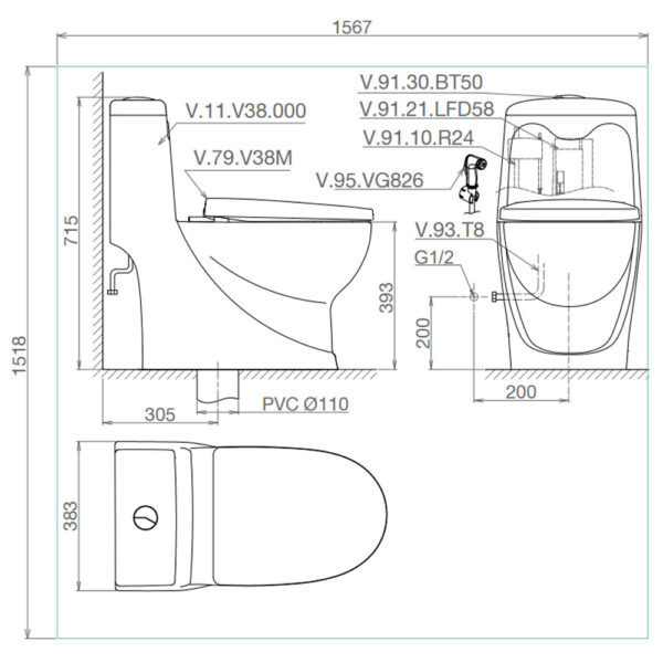 Bản-vẽ-kĩ-thuật-Bồn-cầu-1-khối-VIGLACERA-V38-V38M-nắp-êm