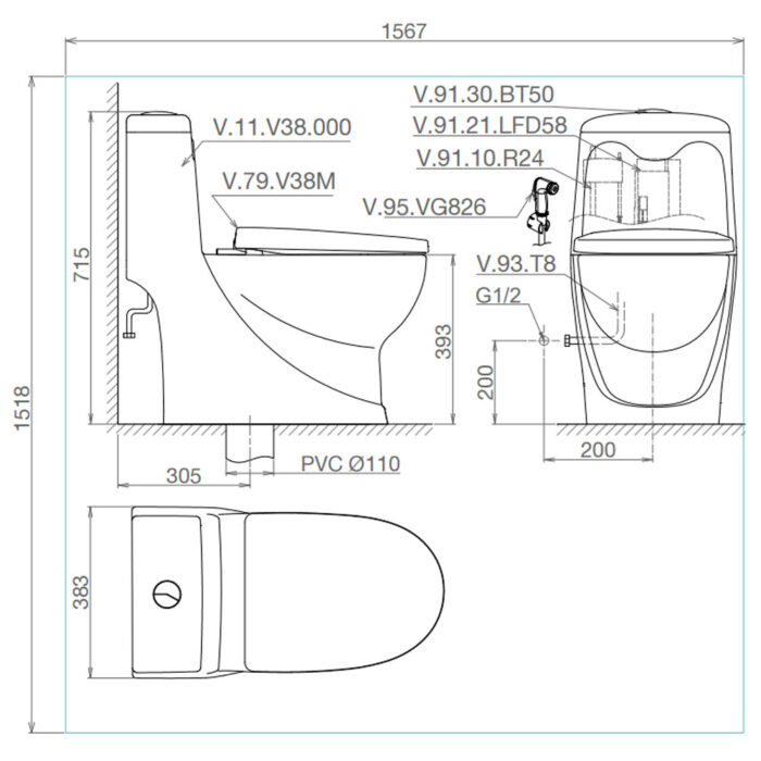 Bản-vẽ-kĩ-thuật-Bồn-cầu-1-khối-VIGLACERA-V38-V38M-nắp-êm