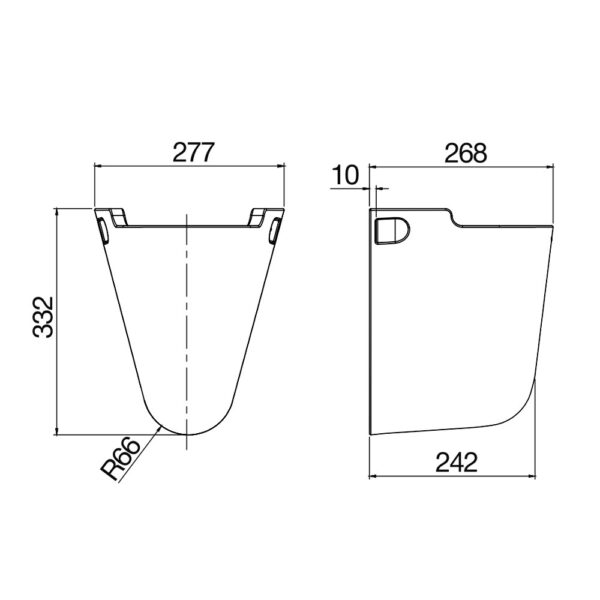 Bản vẽ kĩ thuật Chân chậu lavabo VIGLACERA VI5 (BS503) lửng