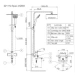 Bản vẽ kỹ thuật Vòi sen cây VIGLACERA VG583 nóng lạnh