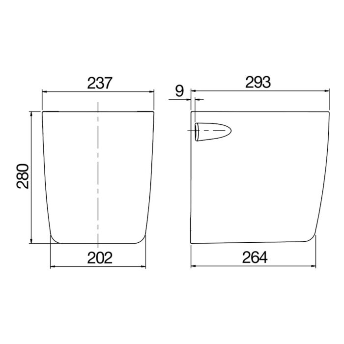 Bản vẽ kĩ thuật Chân chậu lavabo VIGLACERA V37 lửng
