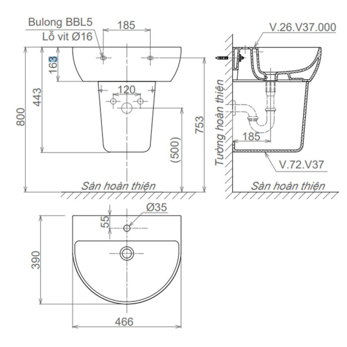 Bản-vẽ-kĩ-thuật-Chậu-rửa-mặt-lavabo-VIGLACERA-V37-kèm-chân-lửng-treo-tường