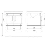 Bản-vẽ-kĩ-thuật-Tủ lavabo-VIGLACERA-V70-chậu-CB70