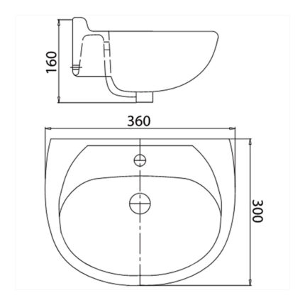 Bản vẽ kĩ thuật chậu lavabo VIGLACERA BS418 treo tường trẻ em