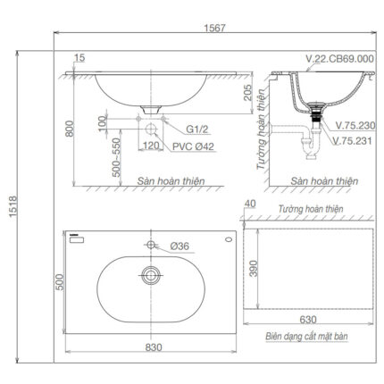 Bản-vẽ-kĩ-thuật-chậu-lavabo-VIGLACERA-CB69-đặt-bàn