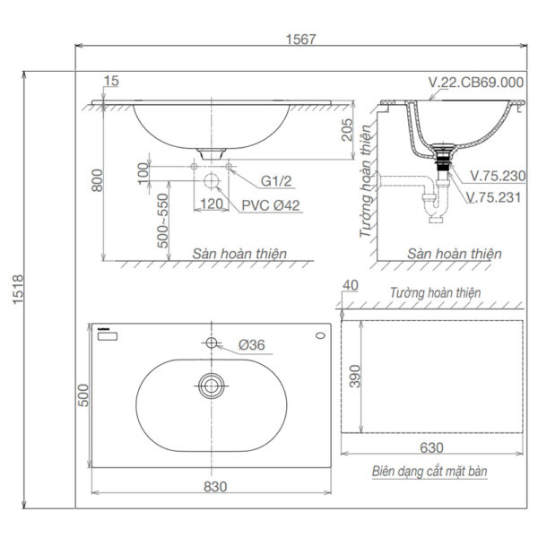 Bản-vẽ-kĩ-thuật-chậu-lavabo-VIGLACERA-CB69-đặt-bàn