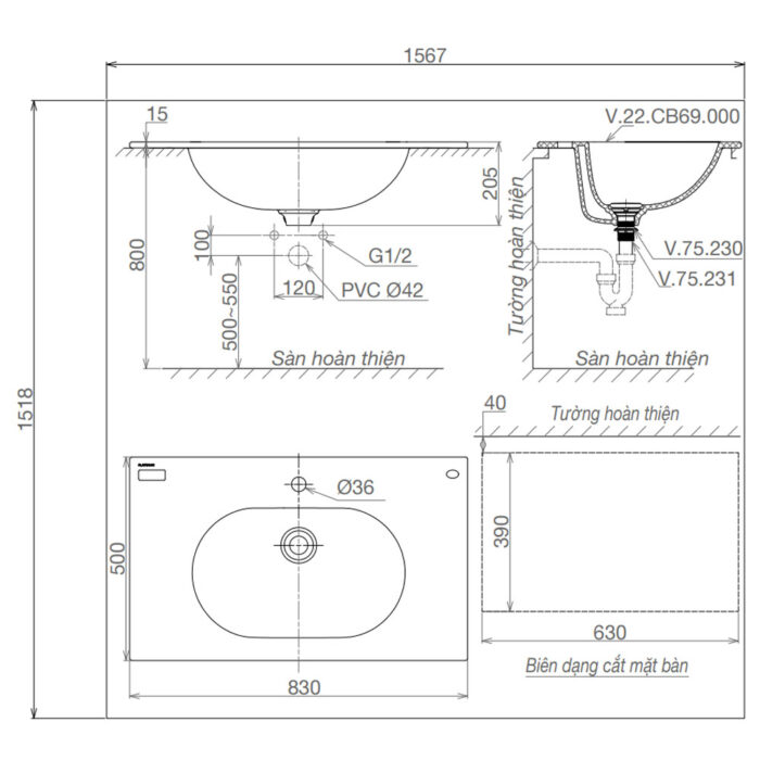 Bản-vẽ-kĩ-thuật-chậu-lavabo-VIGLACERA-CB69-đặt-bàn