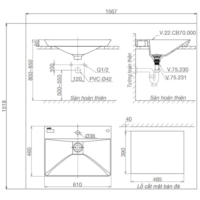 Bản-vẽ-kĩ-thuật-chậu-lavabo-VIGLACERA-CB70-đặt-bàn