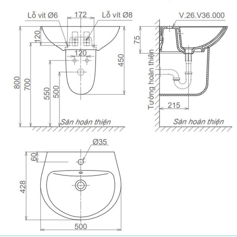 Bản-vẽ-kĩ-thuật-chậu-lavabo-VIGLACERA-V36-kèm-chân-lửng-treo-tường