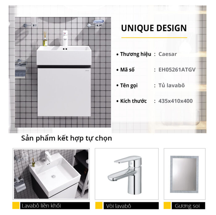 Tủ lavabo CAESAR LF5261 EH05261ATGV - Ảnh 5