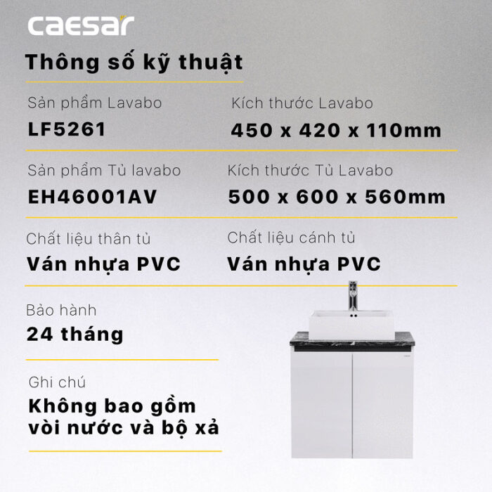Tủ lavabo CAESAR LF5261 EH46001AV - Ảnh 3