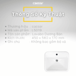 Chậu lavabo dương vành CAESAR L5019 - Ảnh 3