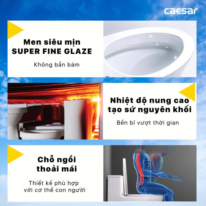 Bồn cầu thông minh CAESAR C1363F TAF400H (CD1363) nắp rửa điện tử - Ảnh 6