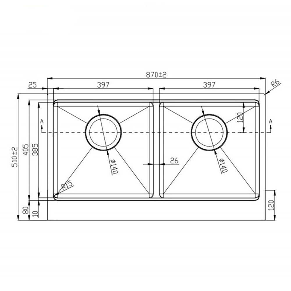 Bản Vẽ Kỹ Thuật Chậu rửa bát inox KONOX KN8751DA RETTA 2 hố
