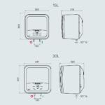 Bản vẽ kỹ thuật Bình nóng lạnh ARISTON AN2 15 30 LUX-D Ag+ 15L 30L lít vuông gián tiếp 2.5FE 2500w