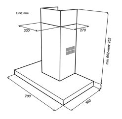 Bản vẽ kỹ thuật Máy hút mùi SPELIER SP 109 SO 70cm 90cm Chữ T