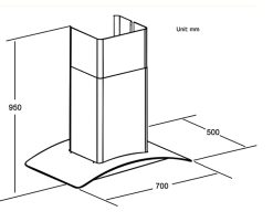Bản vẽ kỹ thuật Máy hút mùi SPELIER SP 651G 70cm kính cong
