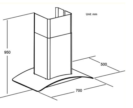 Bản vẽ kỹ thuật Máy hút mùi SPELIER SP 655 GS 70cm kính cong