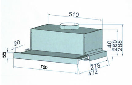 Bản vẽ kỹ thuật Máy hút mùi SPELIER SP 660 70cm âm tủ
