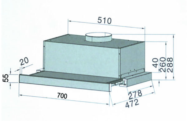 Bản vẽ kỹ thuật Máy hút mùi SPELIER SP 660 70cm âm tủ