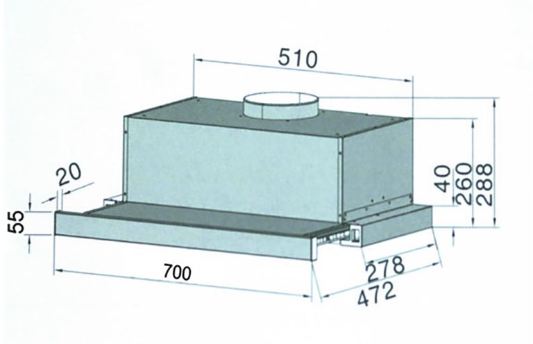 Bản vẽ kỹ thuật Máy hút mùi SPELIER SP 660 70cm âm tủ