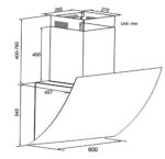 Bản vẽ kỹ thuật Máy hút mùi SPELIER SP 708 PLUS 90cm kính vát