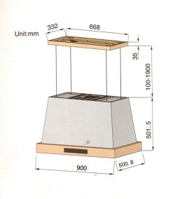 Bản vẽ kỹ thuật Máy hút mùi SPELIER SP 860GT 90cm độc lập