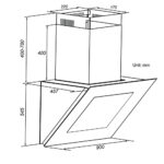 Bản vẽ kỹ thuật Máy hút mùi SPELIER SP 888 90cm kính vát