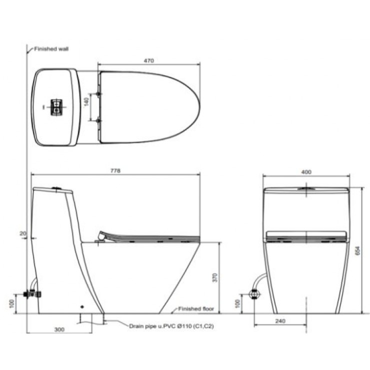 INAX AC-919R CW-H18VN- Bồn cầu thông minh nắp điện tử