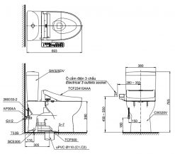TOTO CS325DRW16 - Bồn cầu thông minh nắp rửa điện tử TCF23410AAA 1 Bản-vẽ-kích-thước-TOTO-CS325DRW16---Bồn-cầu-2-khối-nắp-rửa-điện-tử-TCF23410AAA