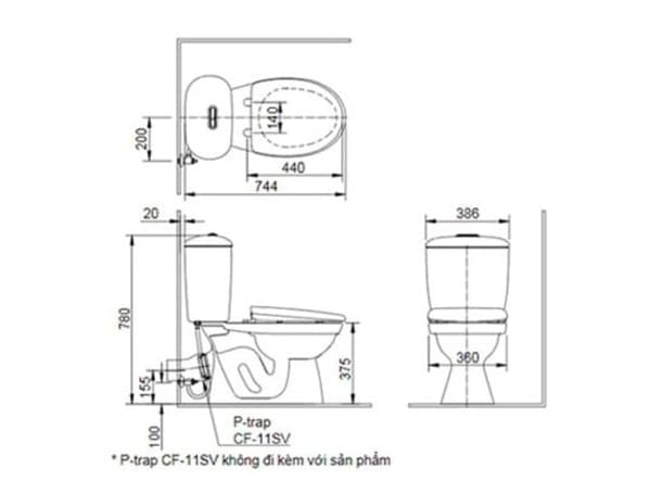 INAX C-306PT CW-S15VN - Bồn cầu thông minh nắp rửa cơ 1 INAX C-306PT CW-S15VN - Bồn cầu thông minh nắp rửa cơ