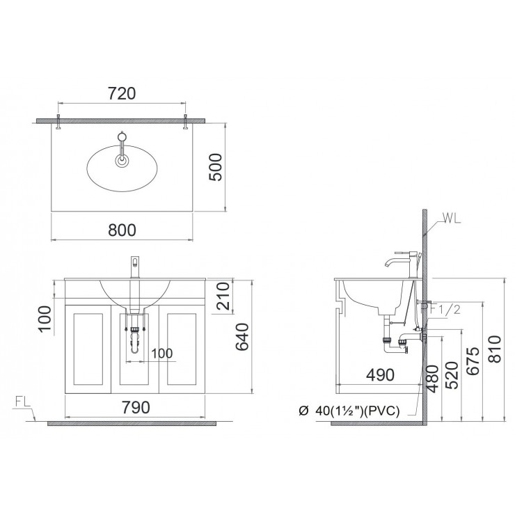 CAESAR LF5026 EH15026AV - Tủ lavabo