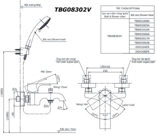 TOTO TBG08302V - Vòi sen tắm