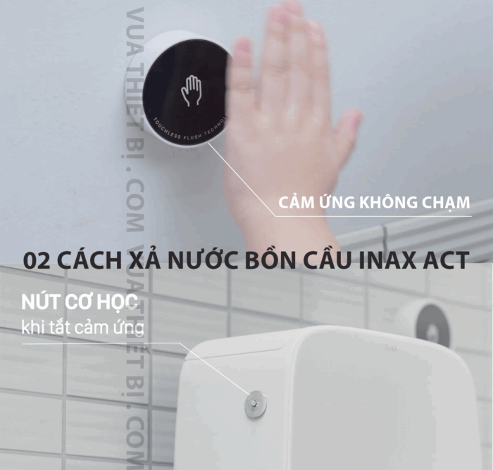 02 cach xa nuoc cua bon cau xa tu dong tu xa inax act 902vn act 832vn act 602vn