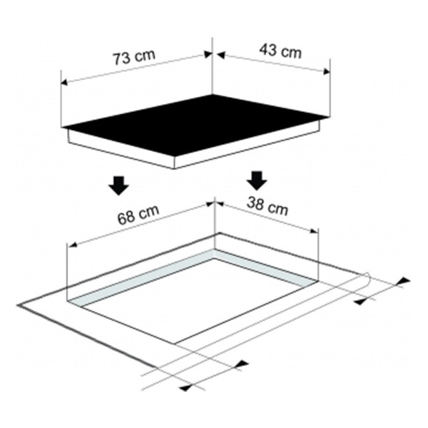 Bản vẽ kích thước Bếp từ đôi FASTER FS 388I