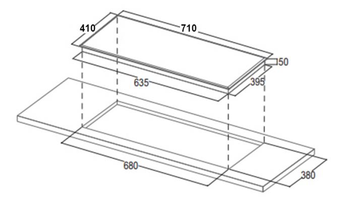 Bản vẽ kích thước Bếp từ đôi BAUER BE 36SS