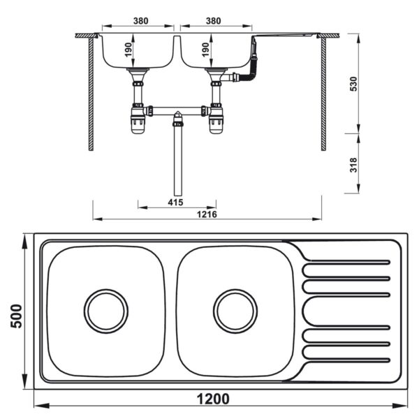 Ban Ve Ky Thuat Chau rua bat Inox Hafele HS20 SSD2R90 567.20.513