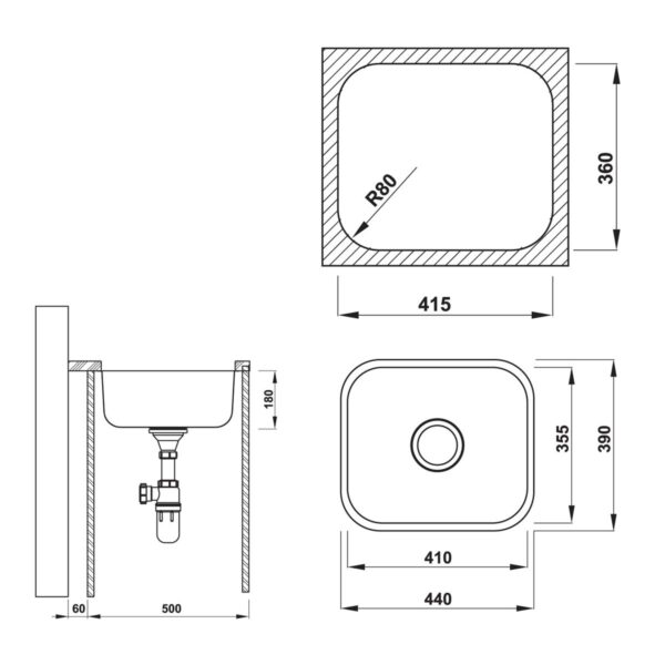 Ban Ve Ky Thuat Chau rua bat Inox Hafele HS20 SSN1R50 567.24.000