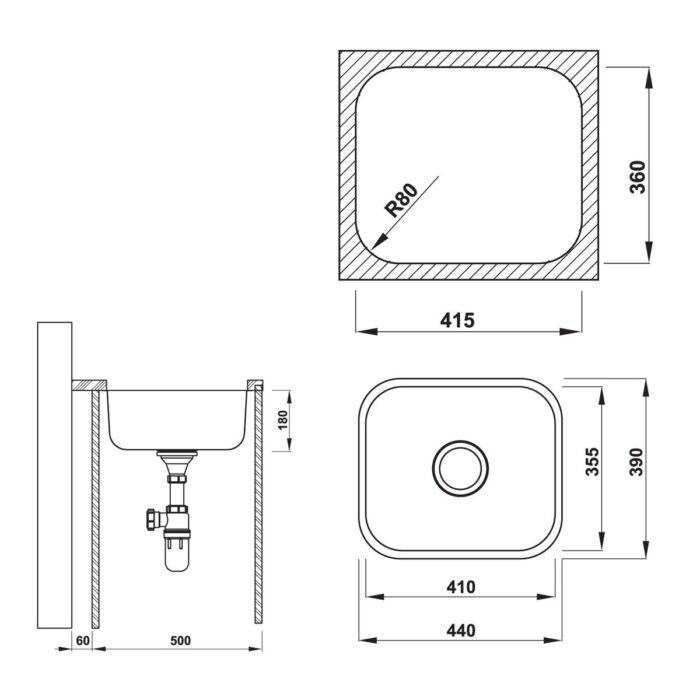 Ban Ve Ky Thuat Chau rua bat Inox Hafele HS20 SSN1R50 567.24.000