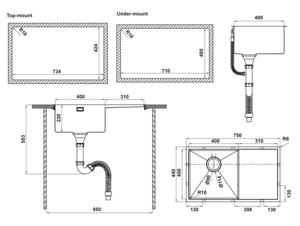 Ban Ve Ky Thuat Chau rua bat Inox Hafele HS21 SSD1S60 567.94.010
