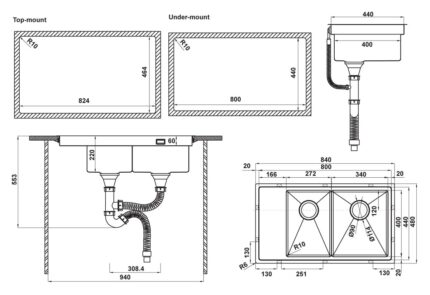 Ban Ve Ky Thuat Chau rua bat Inox Hafele HS21 SSD2S90M 567.94.040