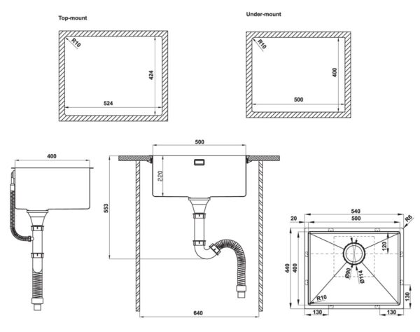 Ban Ve Ky Thuat Chau rua bat Inox Hafele HS21 SSN1S60 567.96.300