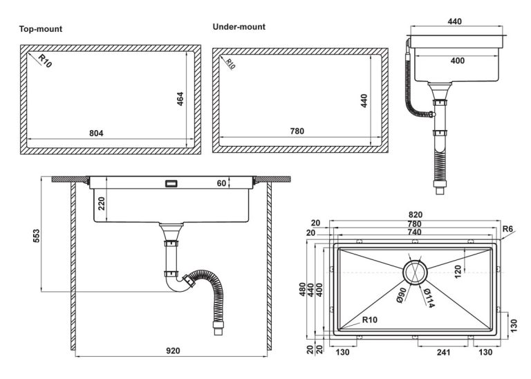 Ban Ve Ky Thuat Chau rua bat inox Hafele HS21 SSN1S90 567.94.020