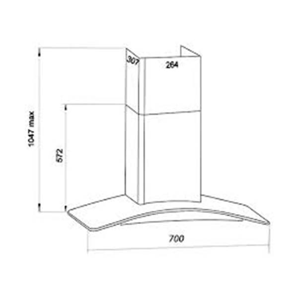 Bản vẽ kích thước Máy hút mùi FASTER FS 3588CH 70 70cm kính cong