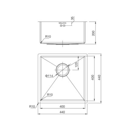 Ban ve chau rua bat Inox Malloca MS 1044
