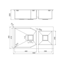 Ban ve kich thuoc chau rua bat Inox MALLOCA MS 610T
