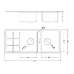Ban ve kich thuoc chau rua bat Inox MALLOCA MS 8815L