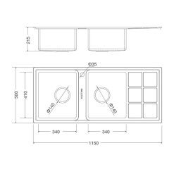 Ban ve kich thuoc chau rua bat Inox MALLOCA MS 8815R