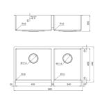 Ban ve kich thuoc chau rua bat Inox Malloca MS 6065 2 ho
