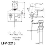 Ban ve ky thuat Voi chau lavabo INAX LFV 221S nong lanh 3 lo